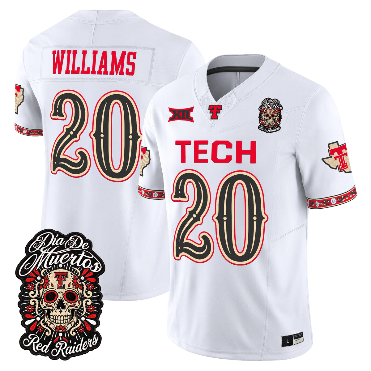 Men's Texas Tech Red Raiders Día de los Muertos Vapor Limited Jersey - All Stitched