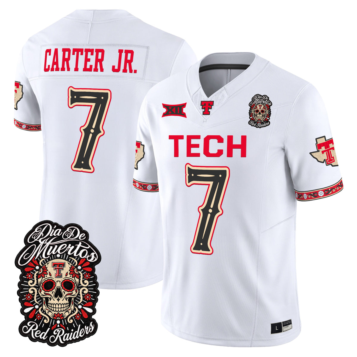 Men's Texas Tech Red Raiders Día de los Muertos Vapor Limited Jersey - All Stitched