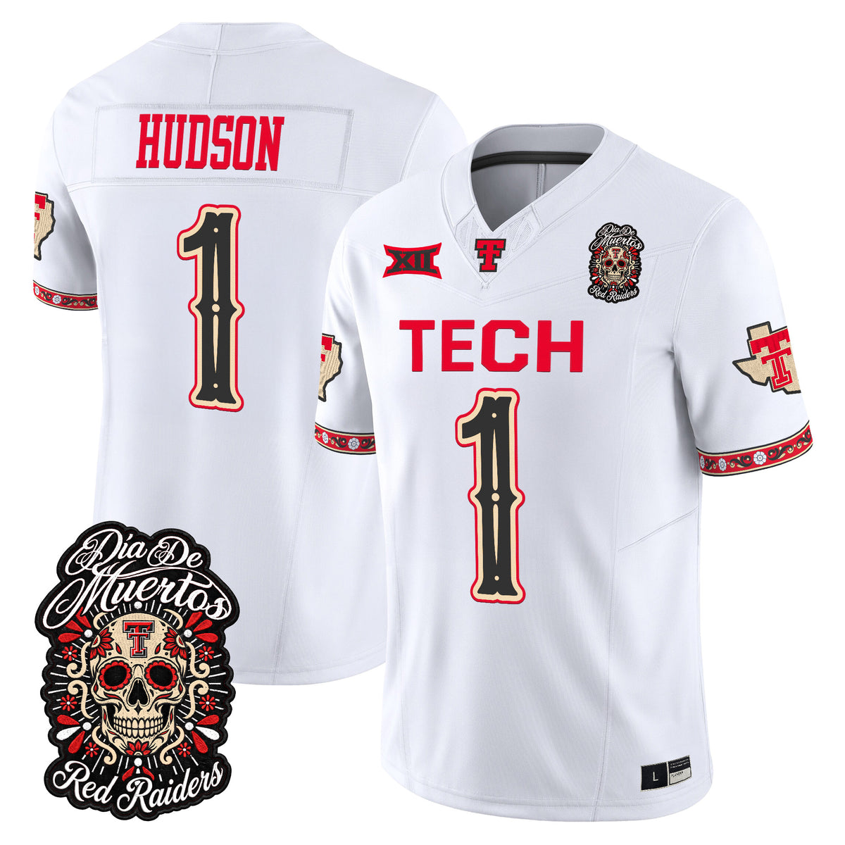 Men's Texas Tech Red Raiders Día de los Muertos Vapor Limited Jersey - All Stitched