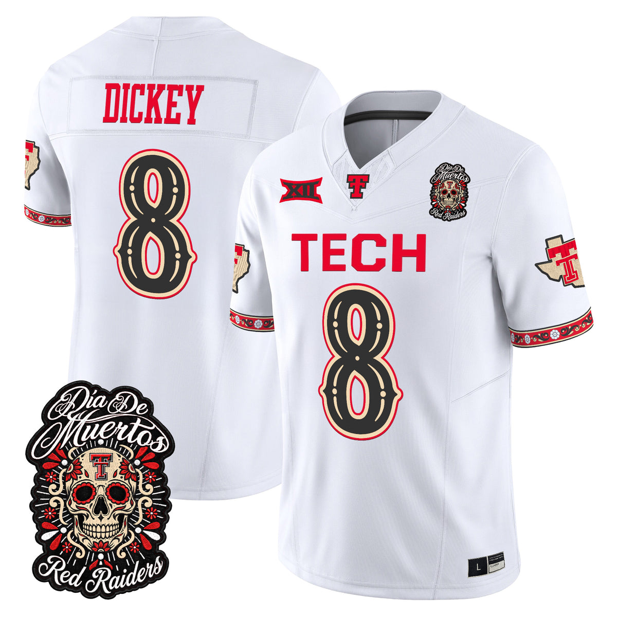 Men's Texas Tech Red Raiders Día de los Muertos Vapor Limited Jersey - All Stitched
