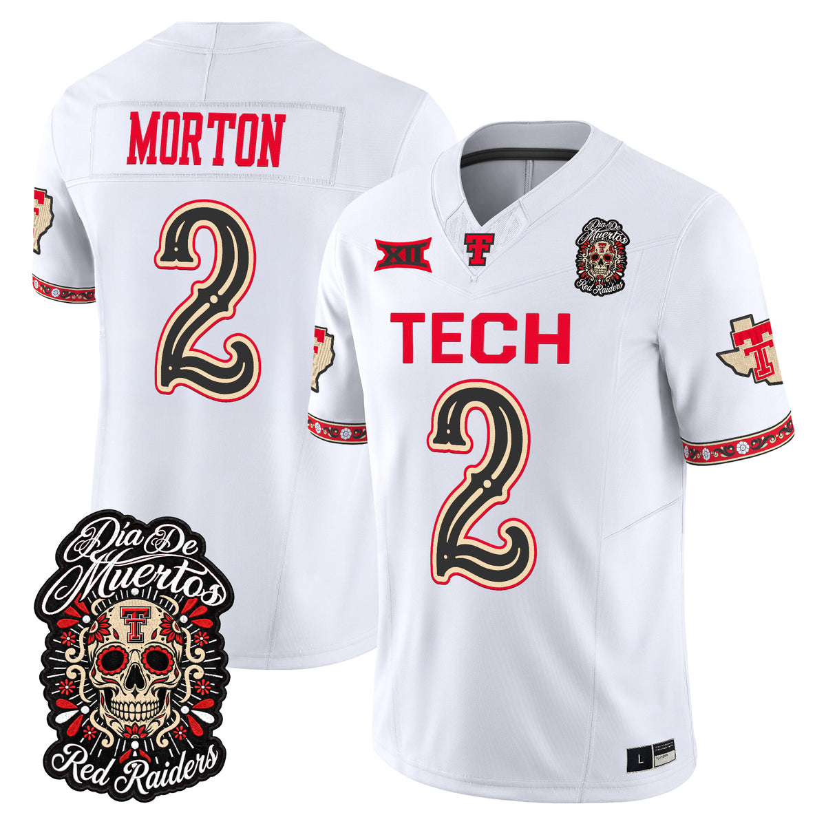 Men's Texas Tech Red Raiders Día de los Muertos Vapor Limited Jersey - All Stitched