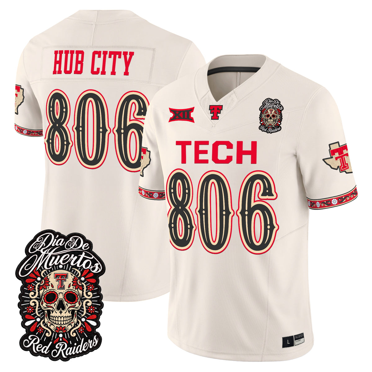 Men's Texas Tech Red Raiders Día de los Muertos Vapor Limited Jersey - All Stitched