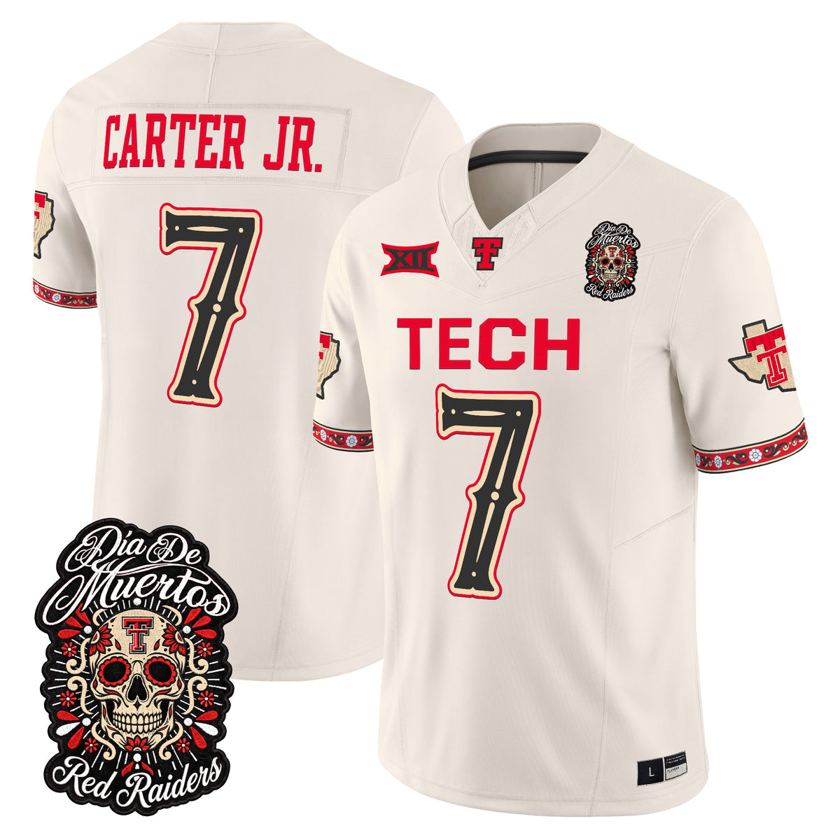 Men's Texas Tech Red Raiders Día de los Muertos Vapor Limited Jersey - All Stitched