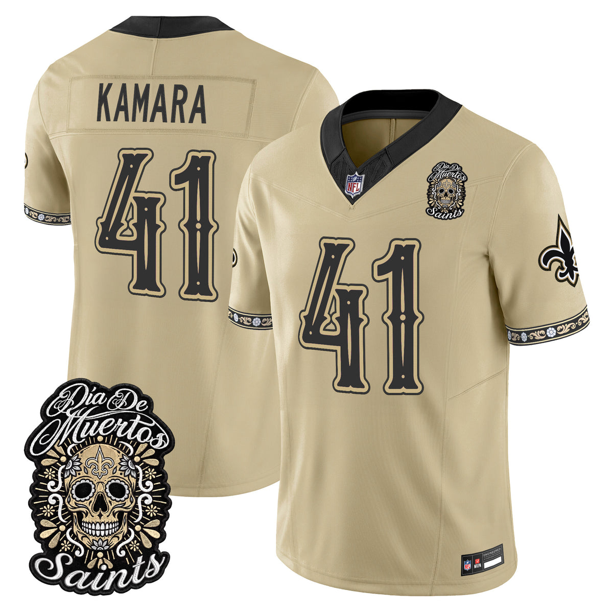Men's New Orleans Saints Día de los Muertos Vapor Limited Jersey - All Stitched