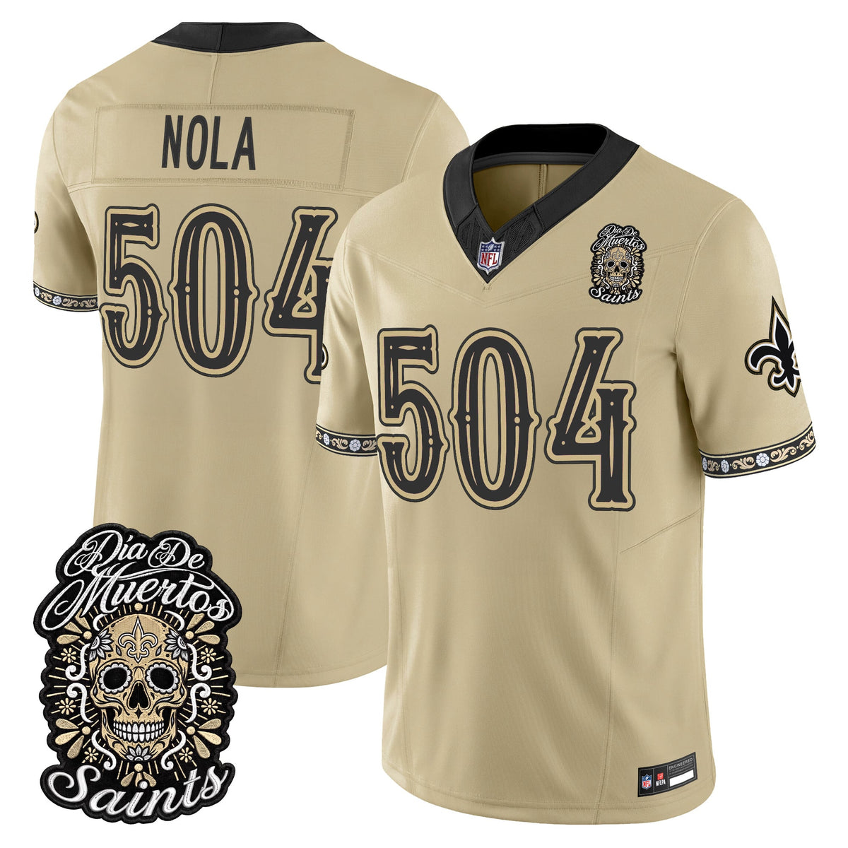 Men's New Orleans Saints Día de los Muertos Vapor Limited Jersey - All Stitched