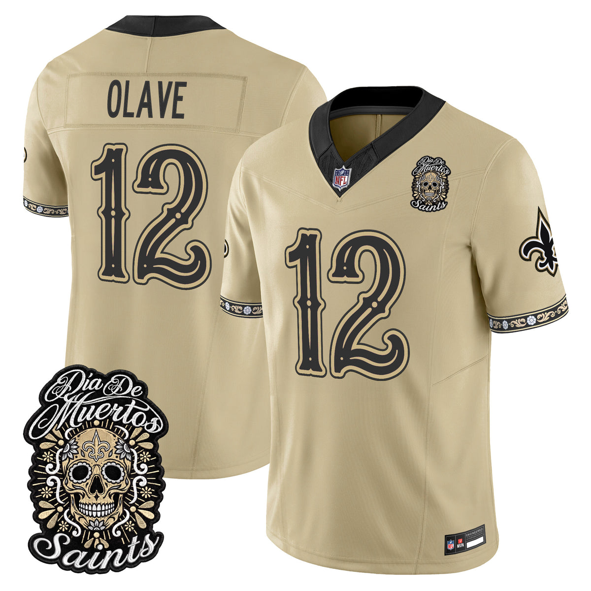 Men's New Orleans Saints Día de los Muertos Vapor Limited Jersey - All Stitched