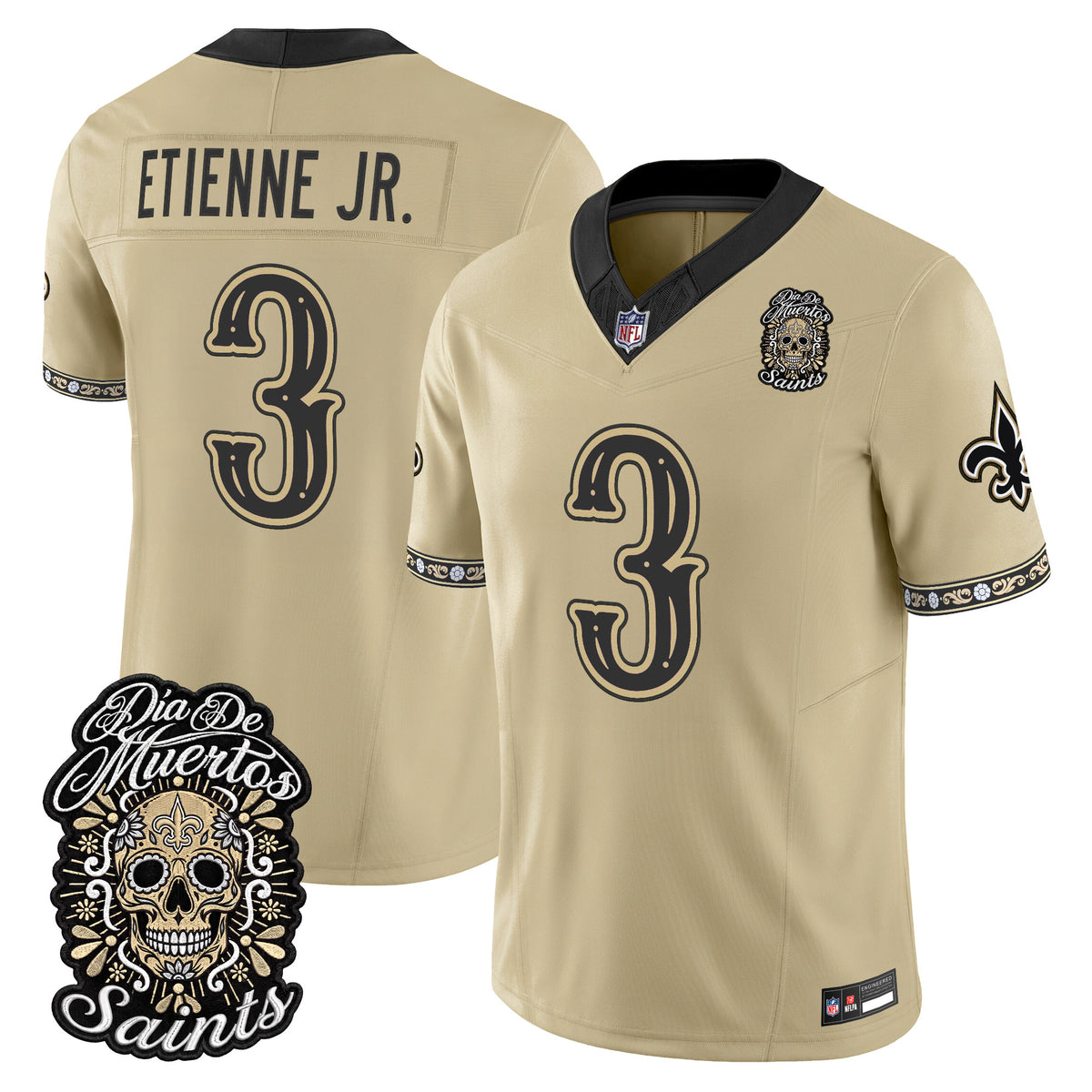 Men's New Orleans Saints Día de los Muertos Vapor Limited Jersey - All Stitched