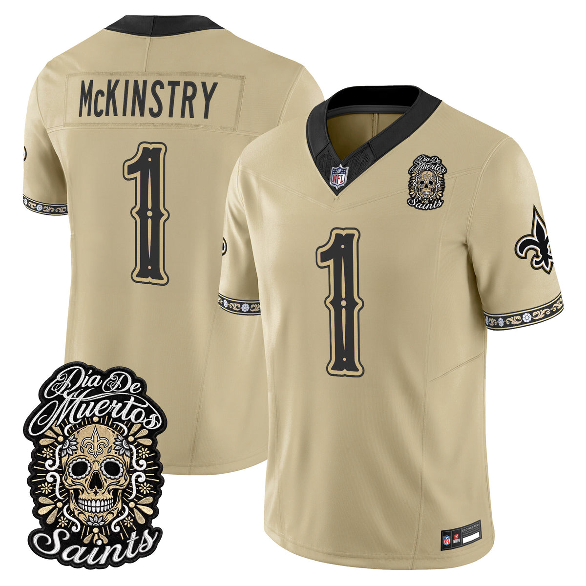 Men's New Orleans Saints Día de los Muertos Vapor Limited Jersey - All Stitched