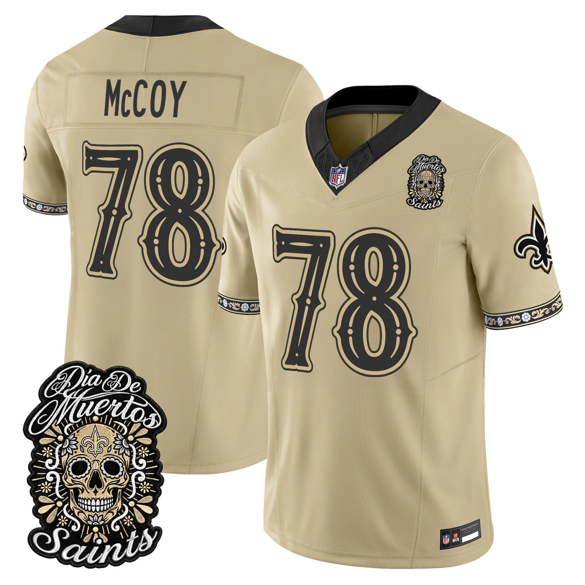 Men's New Orleans Saints Día de los Muertos Vapor Limited Jersey - All Stitched