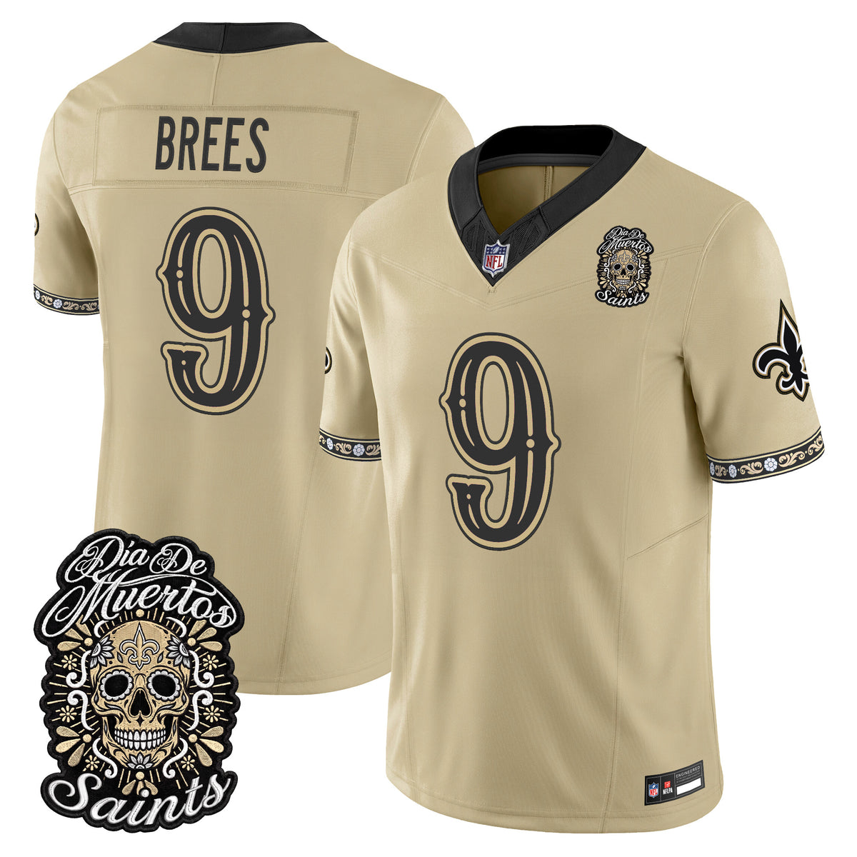 Men's New Orleans Saints Día de los Muertos Vapor Limited Jersey - All Stitched