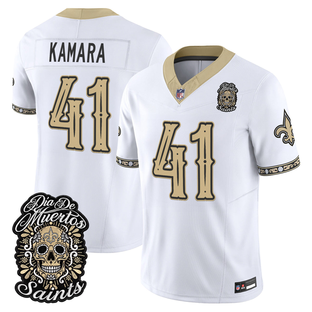 Men's New Orleans Saints Día de los Muertos Vapor Limited Jersey - All Stitched