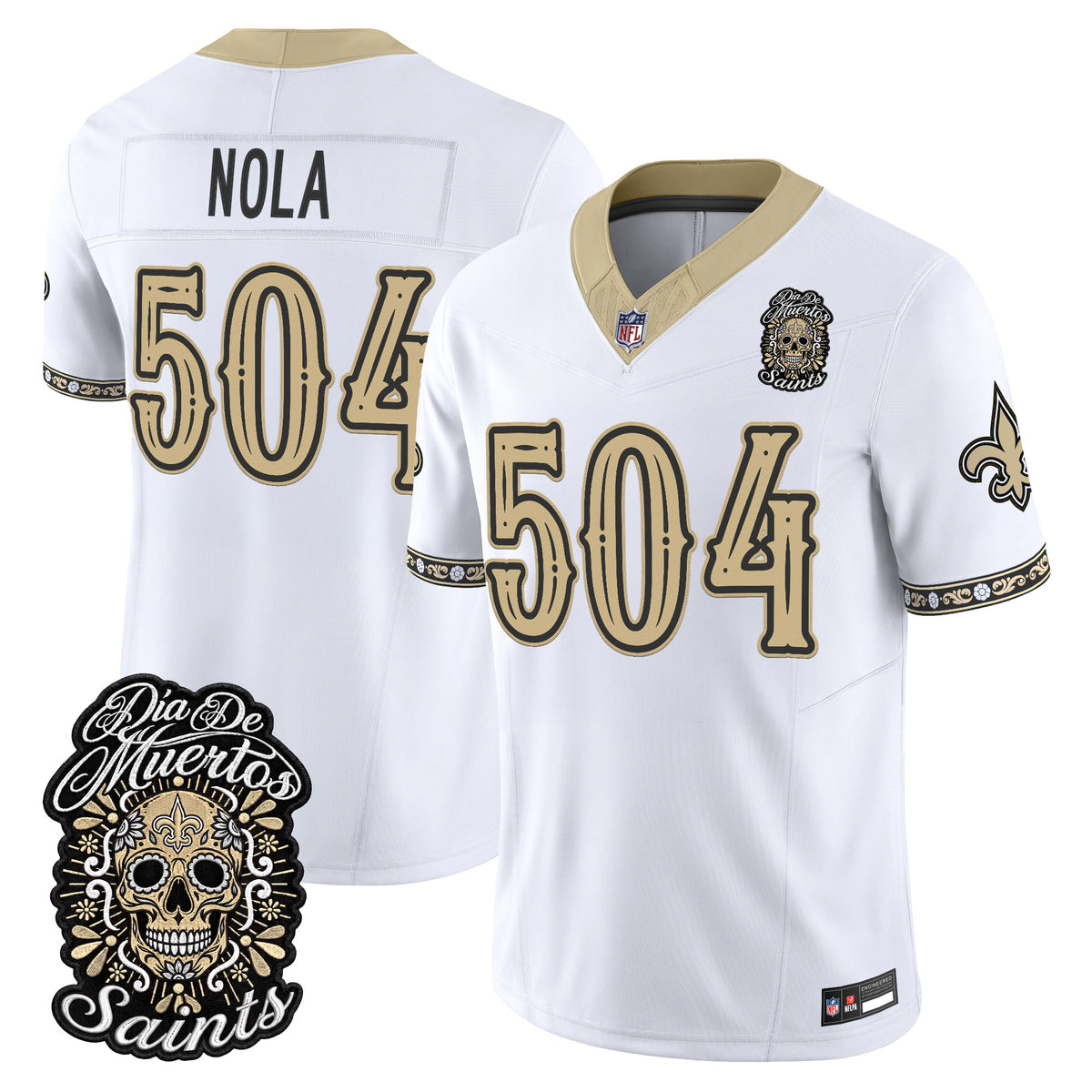 Men's New Orleans Saints Día de los Muertos Vapor Limited Jersey - All Stitched