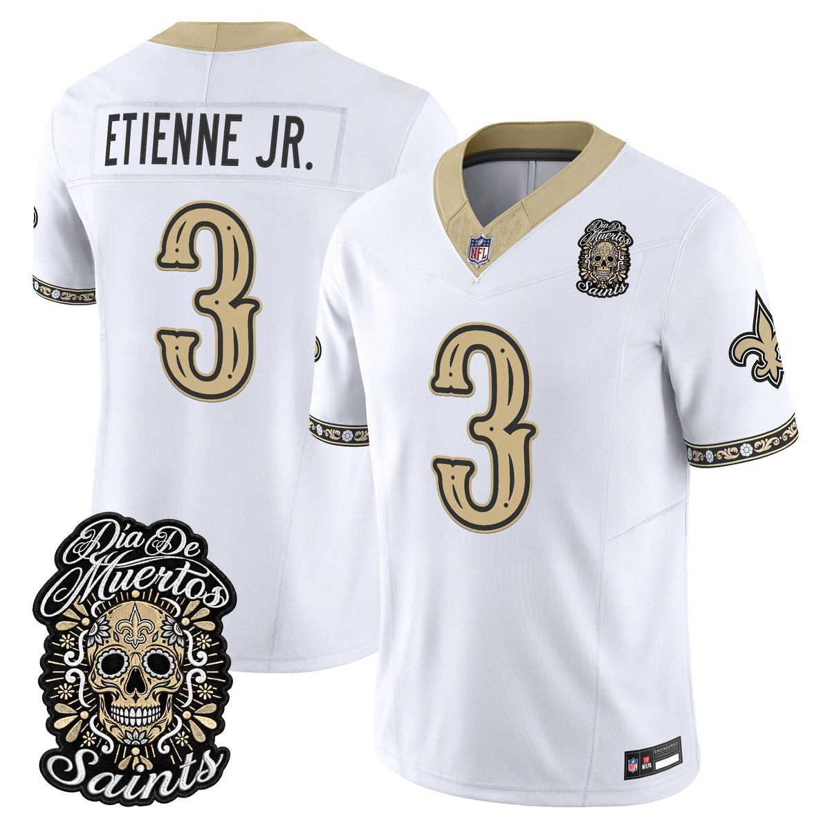 Men's New Orleans Saints Día de los Muertos Vapor Limited Jersey - All Stitched