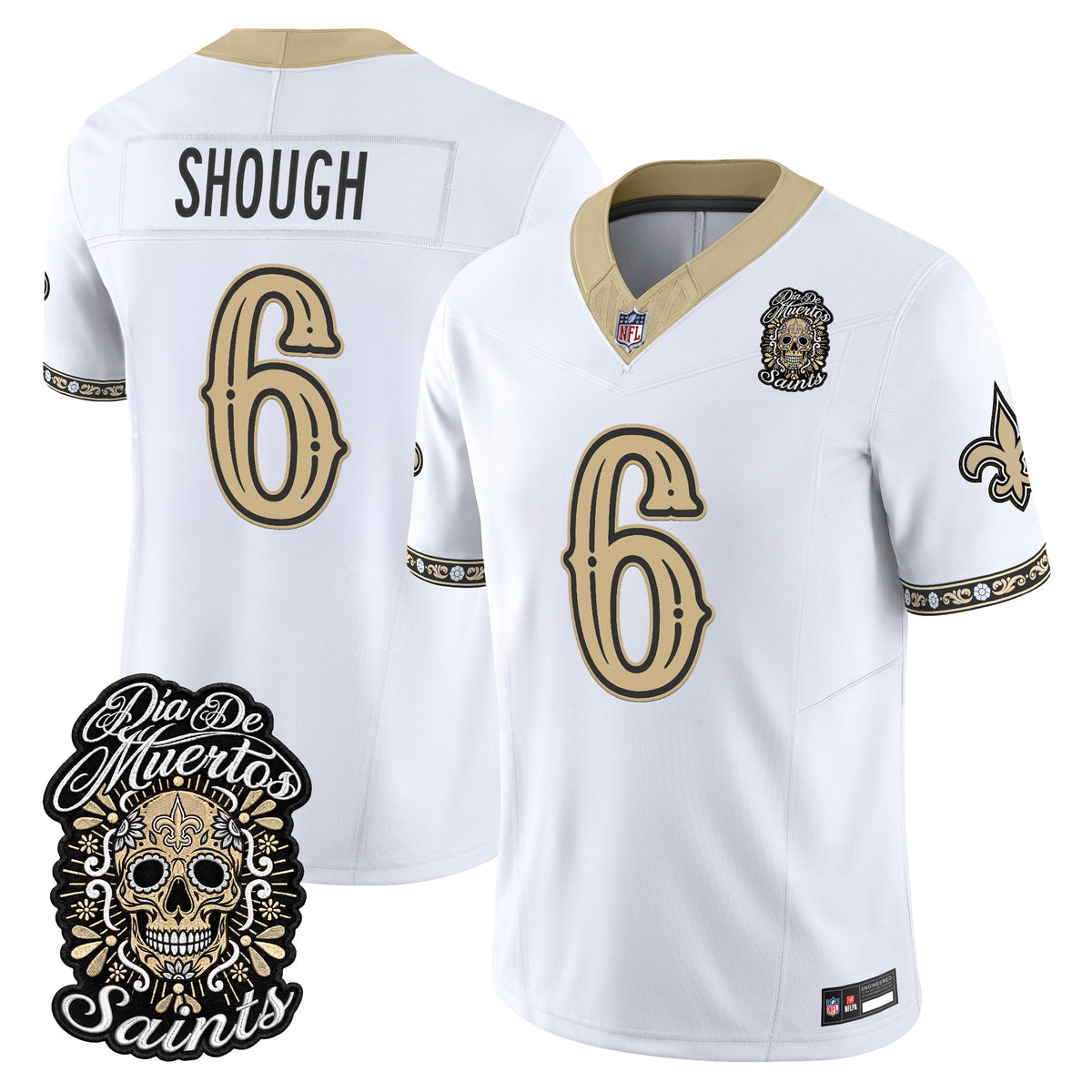 Men's New Orleans Saints Día de los Muertos Vapor Limited Jersey - All Stitched