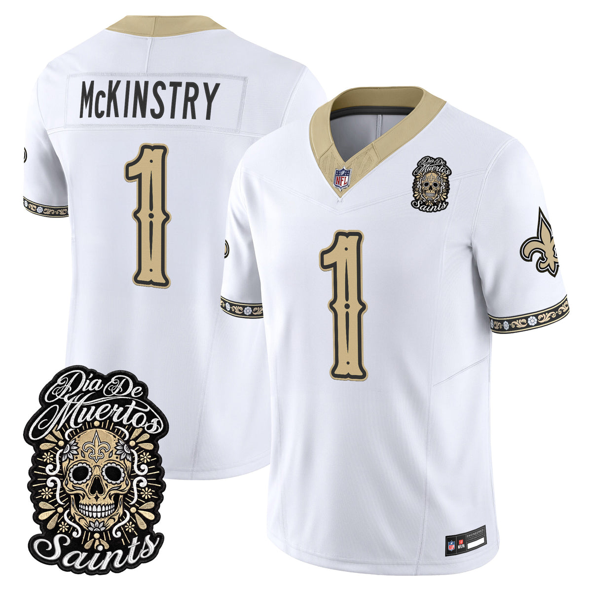 Men's New Orleans Saints Día de los Muertos Vapor Limited Jersey - All Stitched