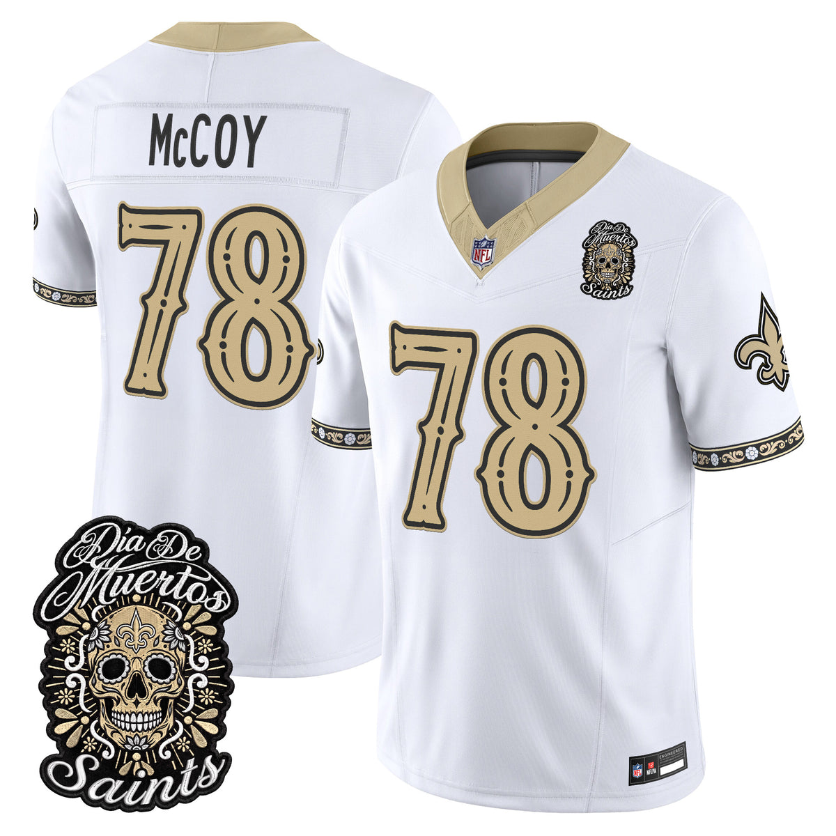 Men's New Orleans Saints Día de los Muertos Vapor Limited Jersey - All Stitched