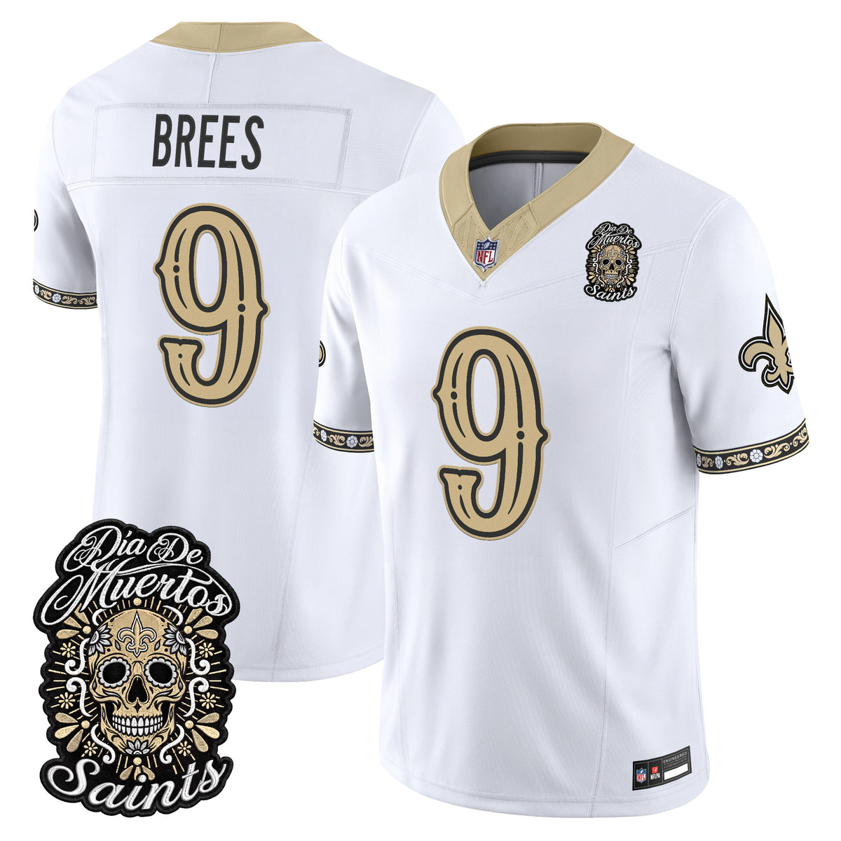 Men's New Orleans Saints Día de los Muertos Vapor Limited Jersey - All Stitched