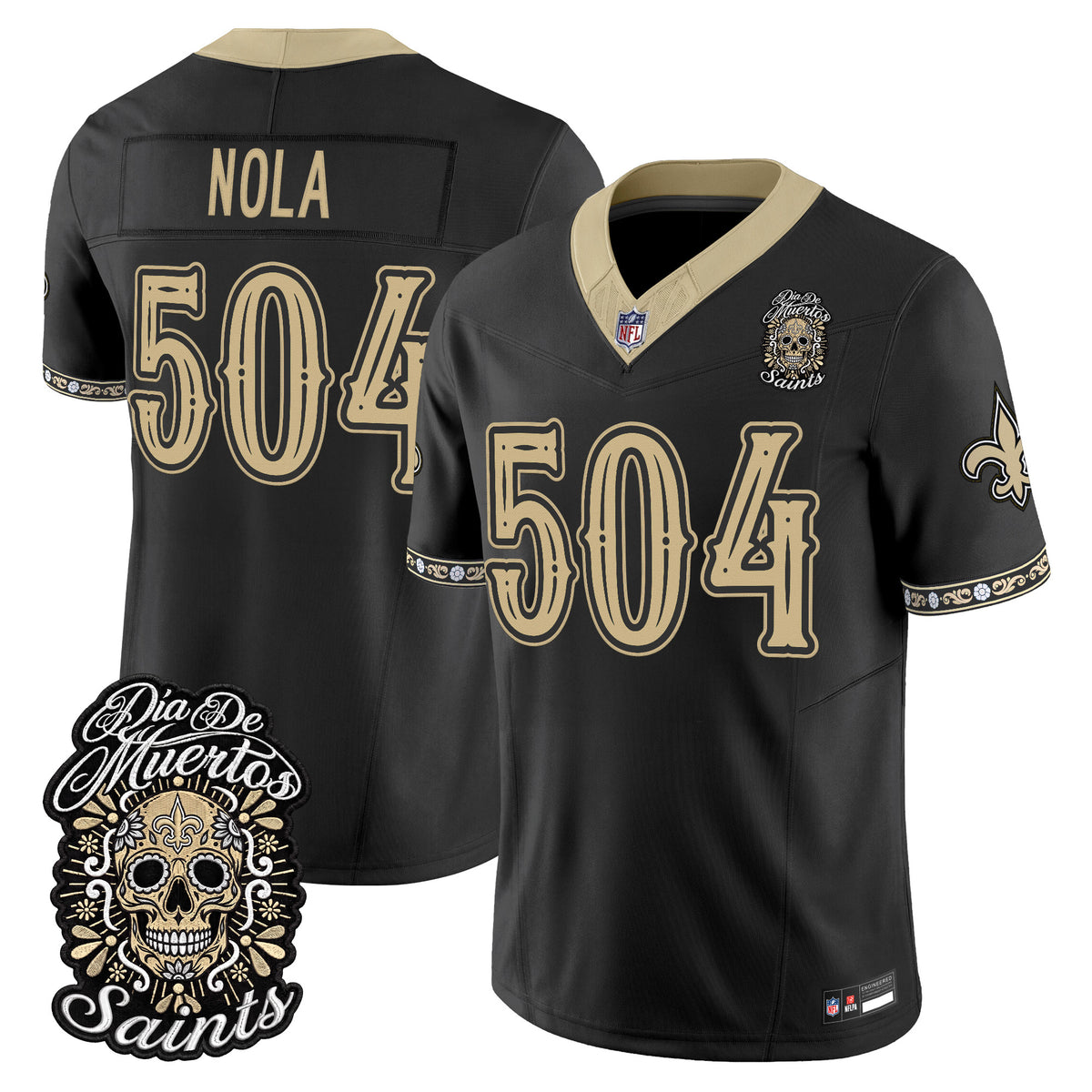 Men's New Orleans Saints Día de los Muertos Vapor Limited Jersey - All Stitched