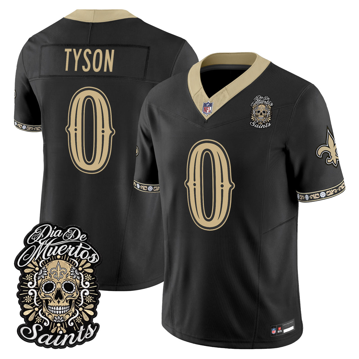 Men's New Orleans Saints Día de los Muertos Vapor Limited Jersey - All Stitched