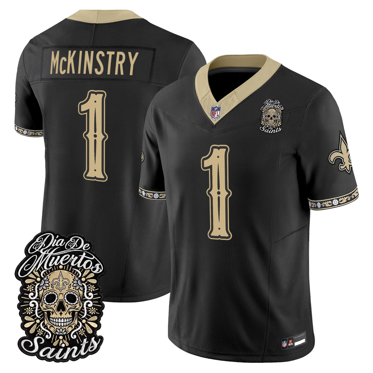 Men's New Orleans Saints Día de los Muertos Vapor Limited Jersey - All Stitched