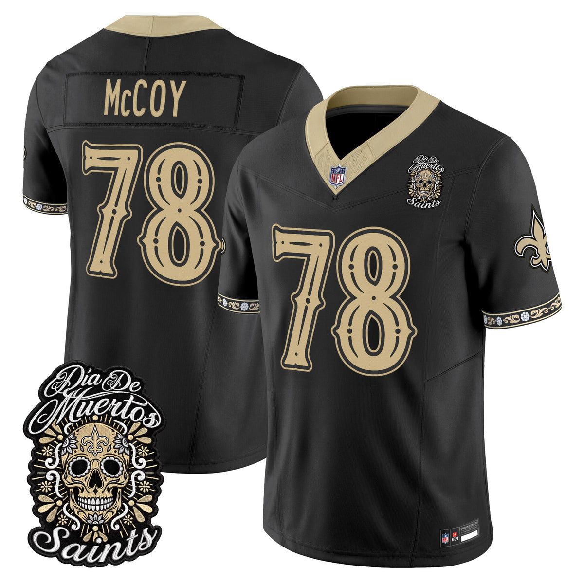 Men's New Orleans Saints Día de los Muertos Vapor Limited Jersey - All Stitched
