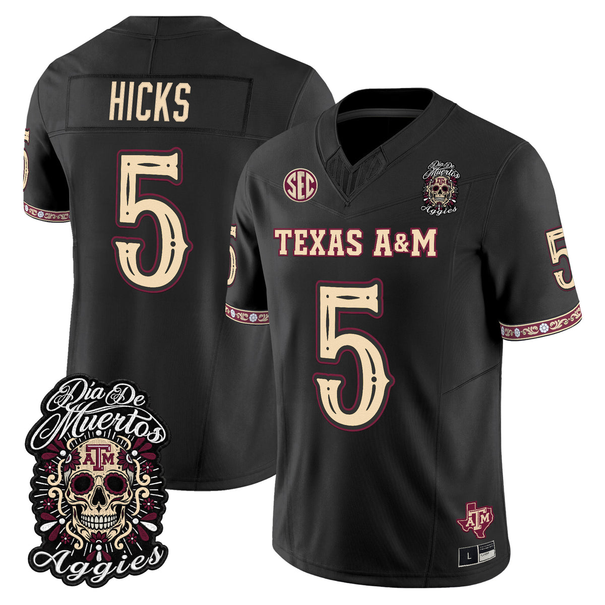 Men's Texas A&M Aggies Día de los Muertos Vapor Limited Jersey - All Stitched