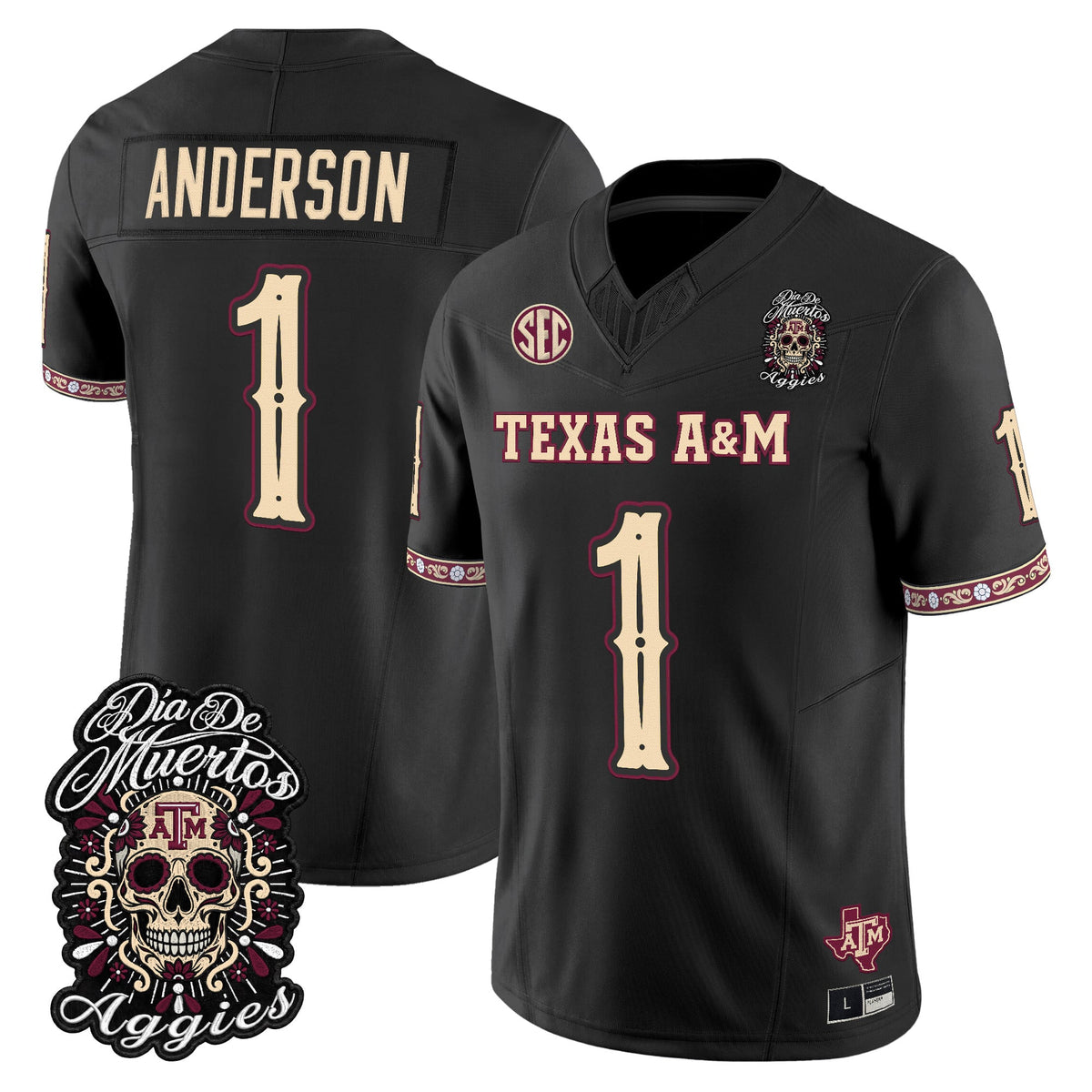 Men's Texas A&M Aggies Día de los Muertos Vapor Limited Jersey - All Stitched