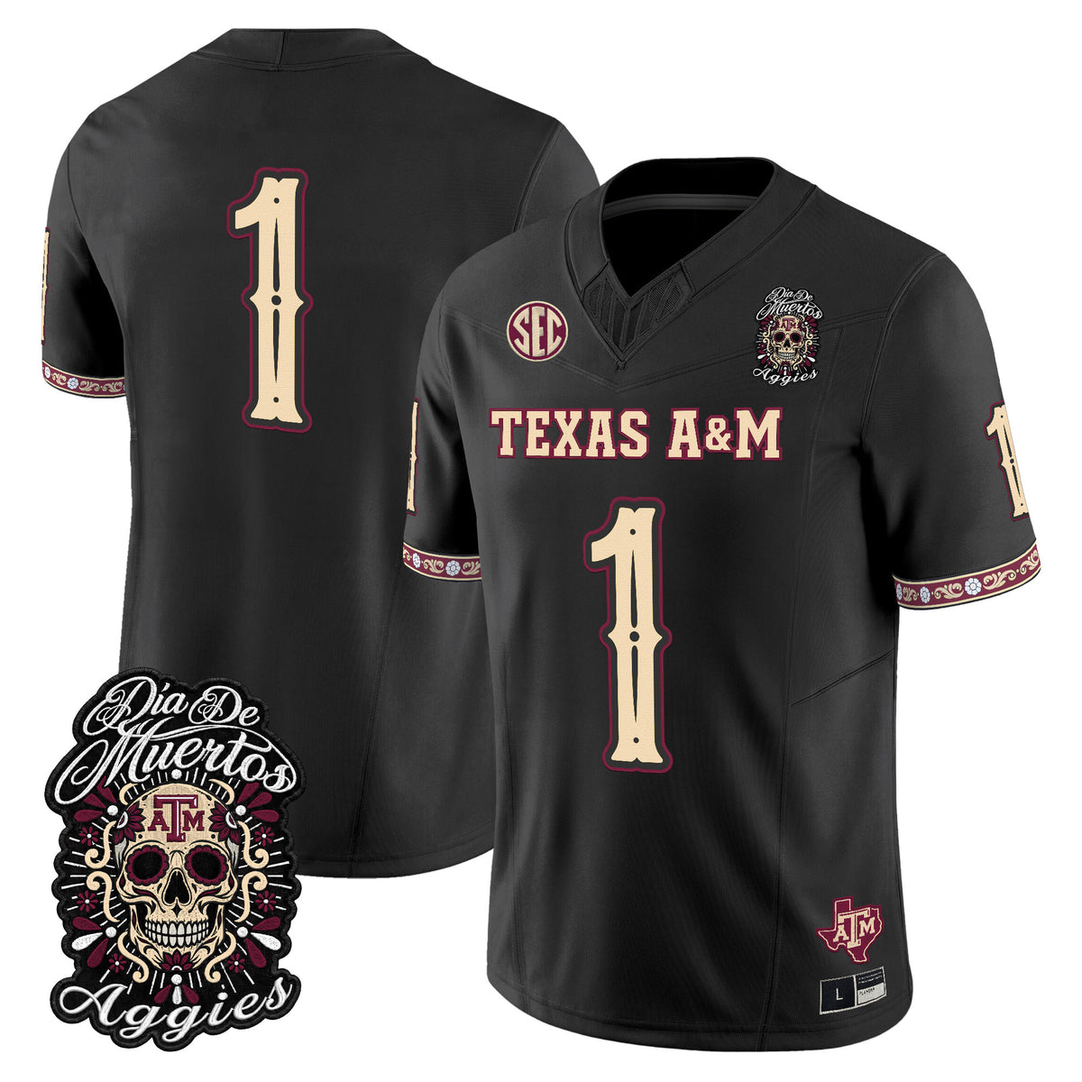 Men's Texas A&M Aggies Día de los Muertos Vapor Limited Jersey - All Stitched