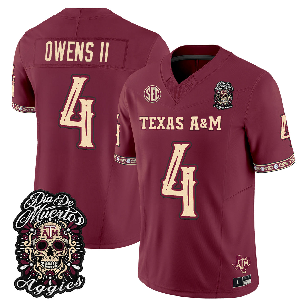 Men's Texas A&M Aggies Día de los Muertos Vapor Limited Jersey - All Stitched