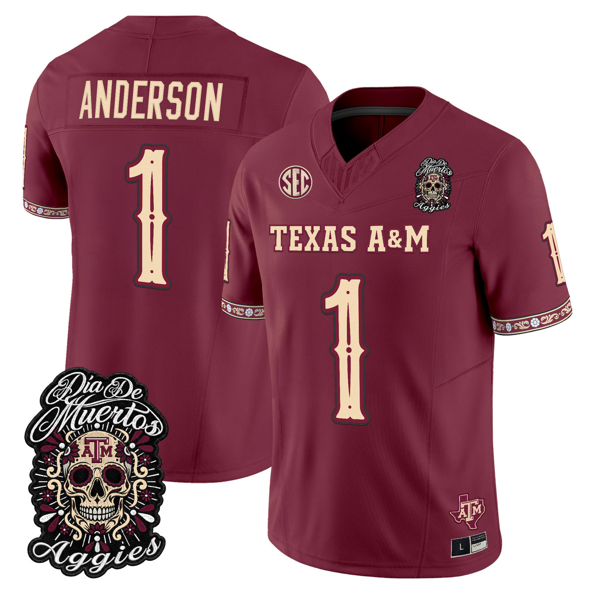 Men's Texas A&M Aggies Día de los Muertos Vapor Limited Jersey - All Stitched