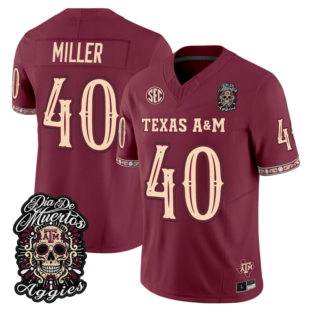 Men's Texas A&M Aggies Día de los Muertos Vapor Limited Jersey - All Stitched