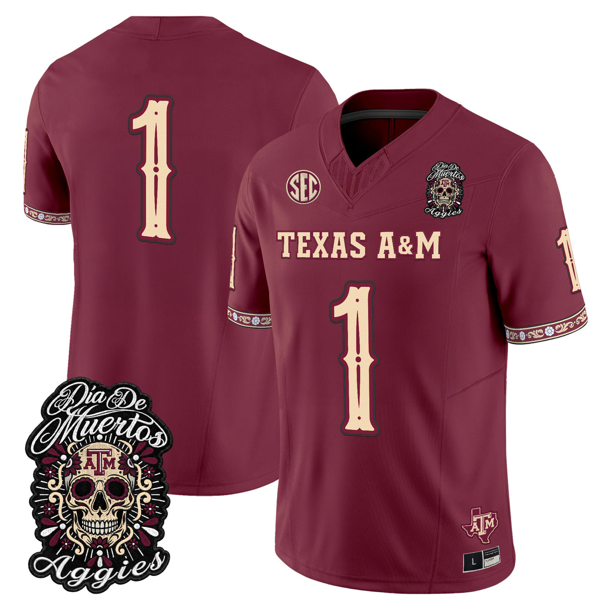 Men's Texas A&M Aggies Día de los Muertos Vapor Limited Jersey - All Stitched