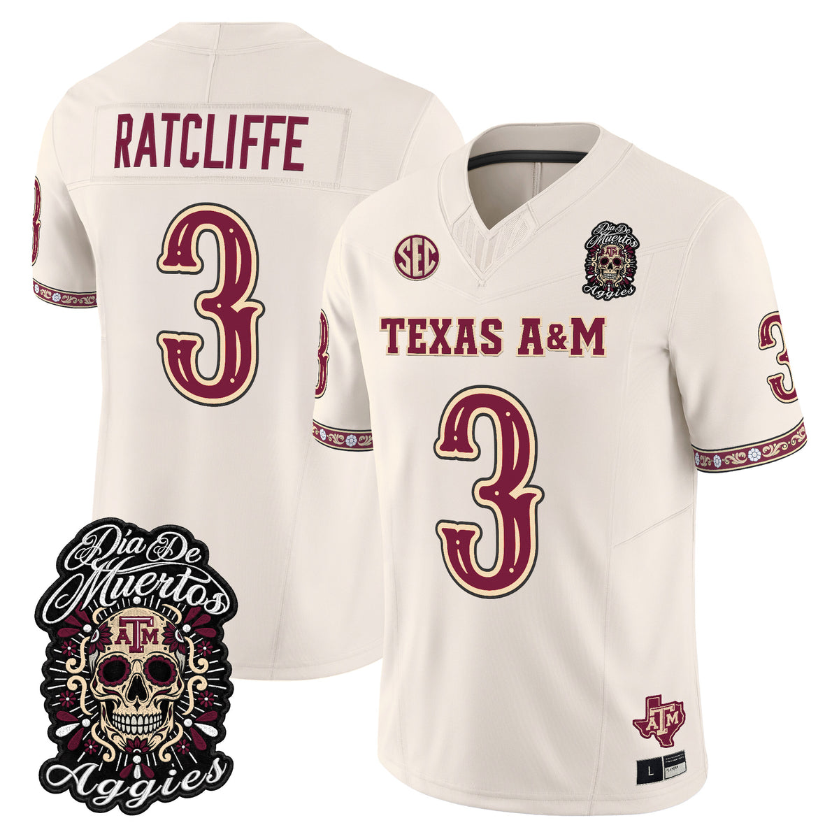 Men's Texas A&M Aggies Día de los Muertos Vapor Limited Jersey - All Stitched