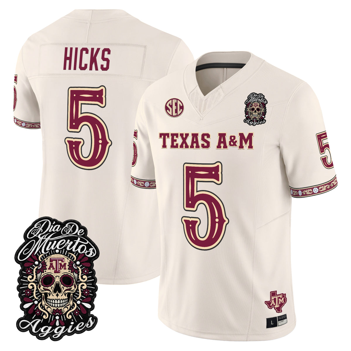 Men's Texas A&M Aggies Día de los Muertos Vapor Limited Jersey - All Stitched