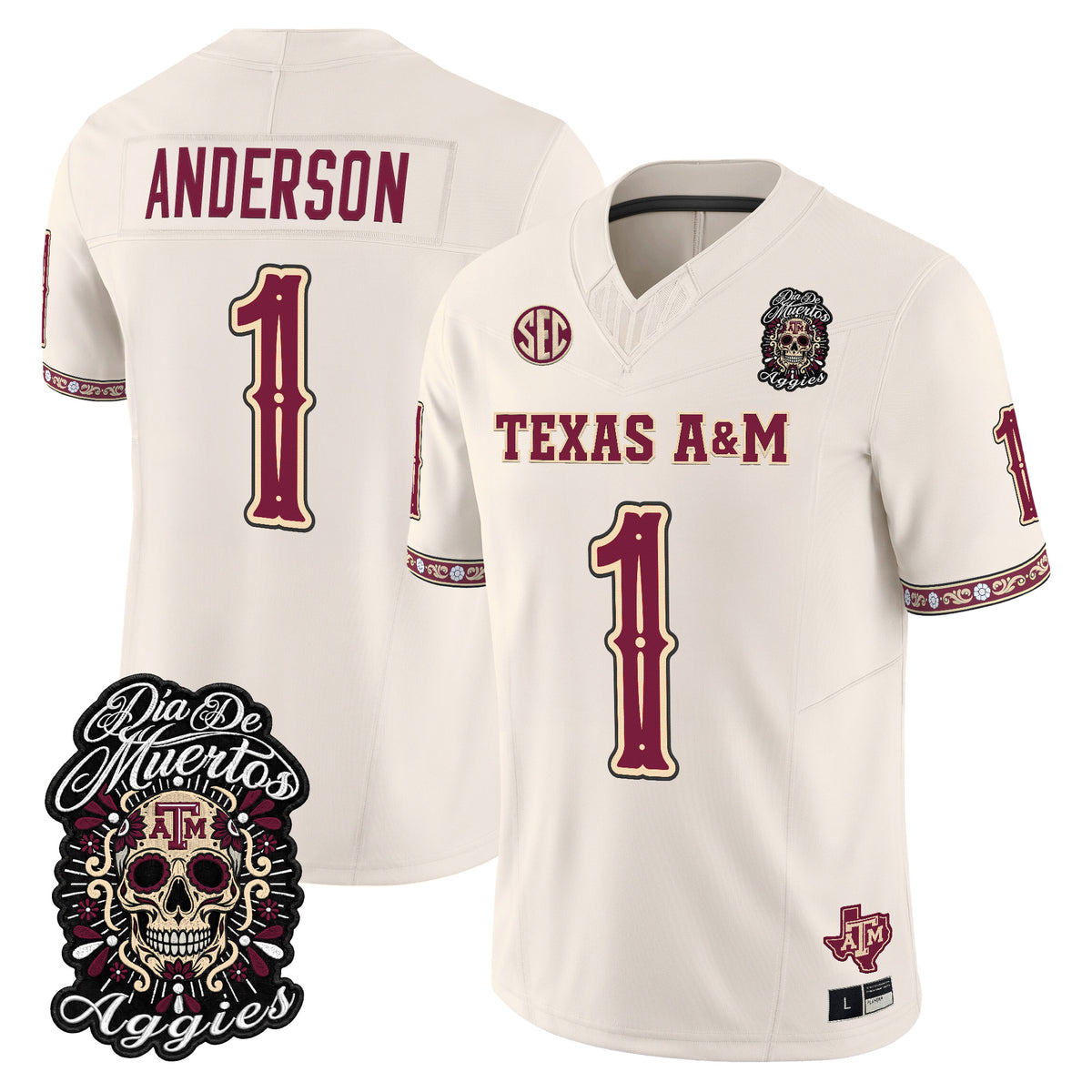 Men's Texas A&M Aggies Día de los Muertos Vapor Limited Jersey - All Stitched