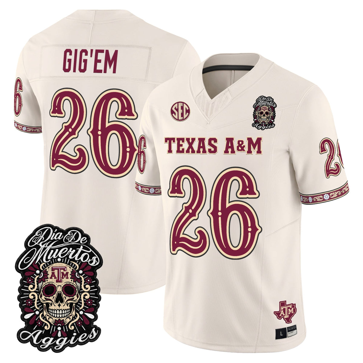 Men's Texas A&M Aggies Día de los Muertos Vapor Limited Jersey - All Stitched