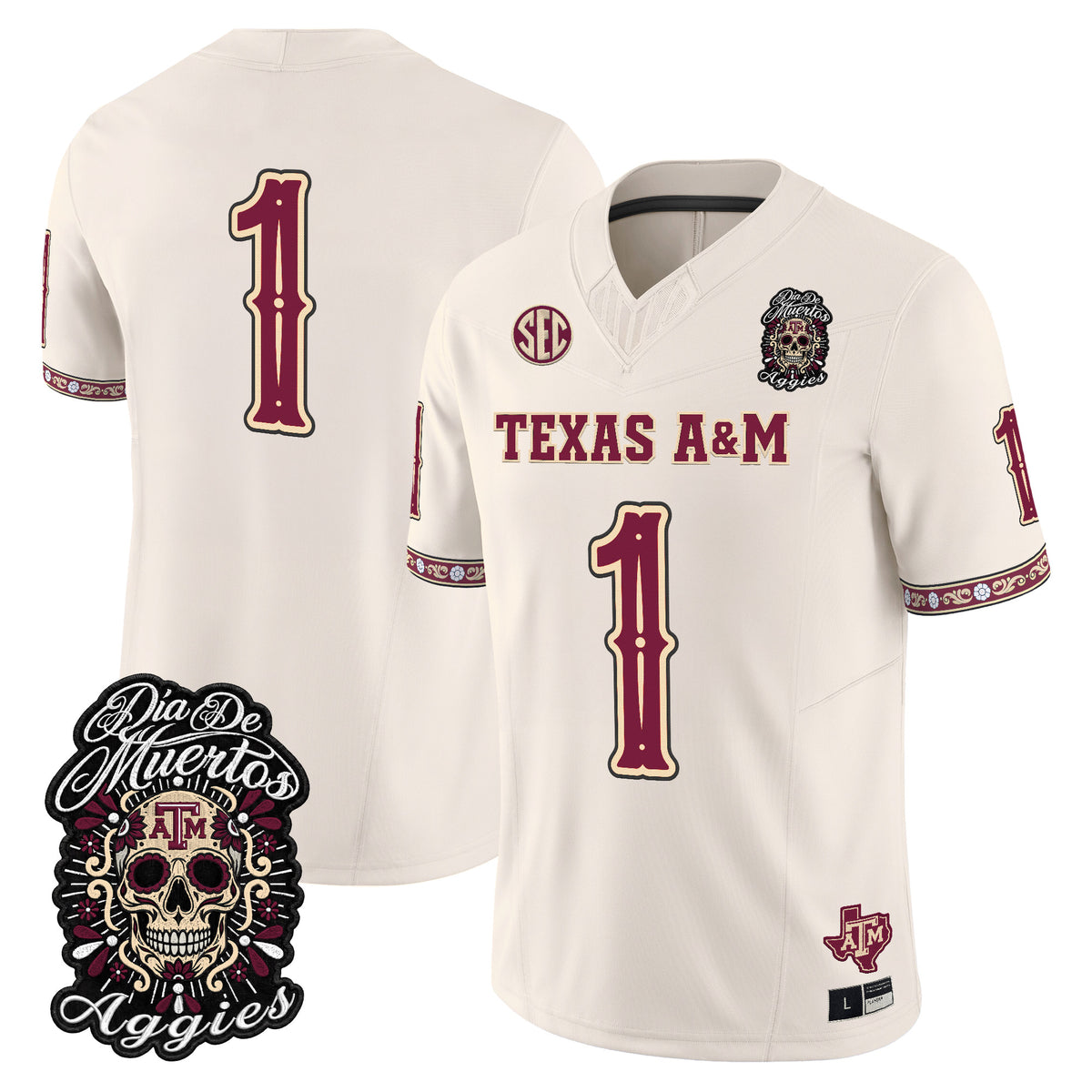 Men's Texas A&M Aggies Día de los Muertos Vapor Limited Jersey - All Stitched