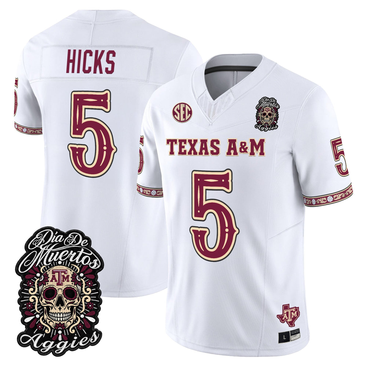 Men's Texas A&M Aggies Día de los Muertos Vapor Limited Jersey - All Stitched