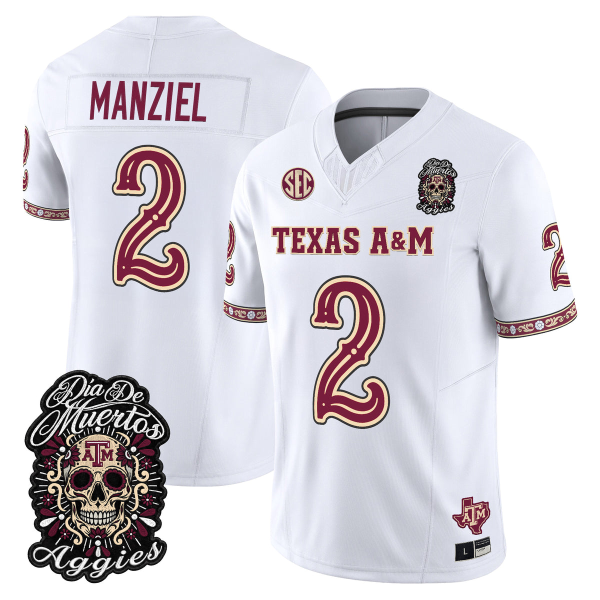 Men's Texas A&M Aggies Día de los Muertos Vapor Limited Jersey - All Stitched