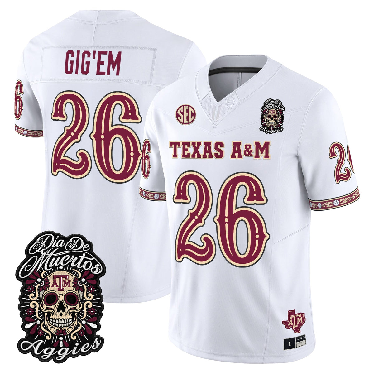 Men's Texas A&M Aggies Día de los Muertos Vapor Limited Jersey - All Stitched