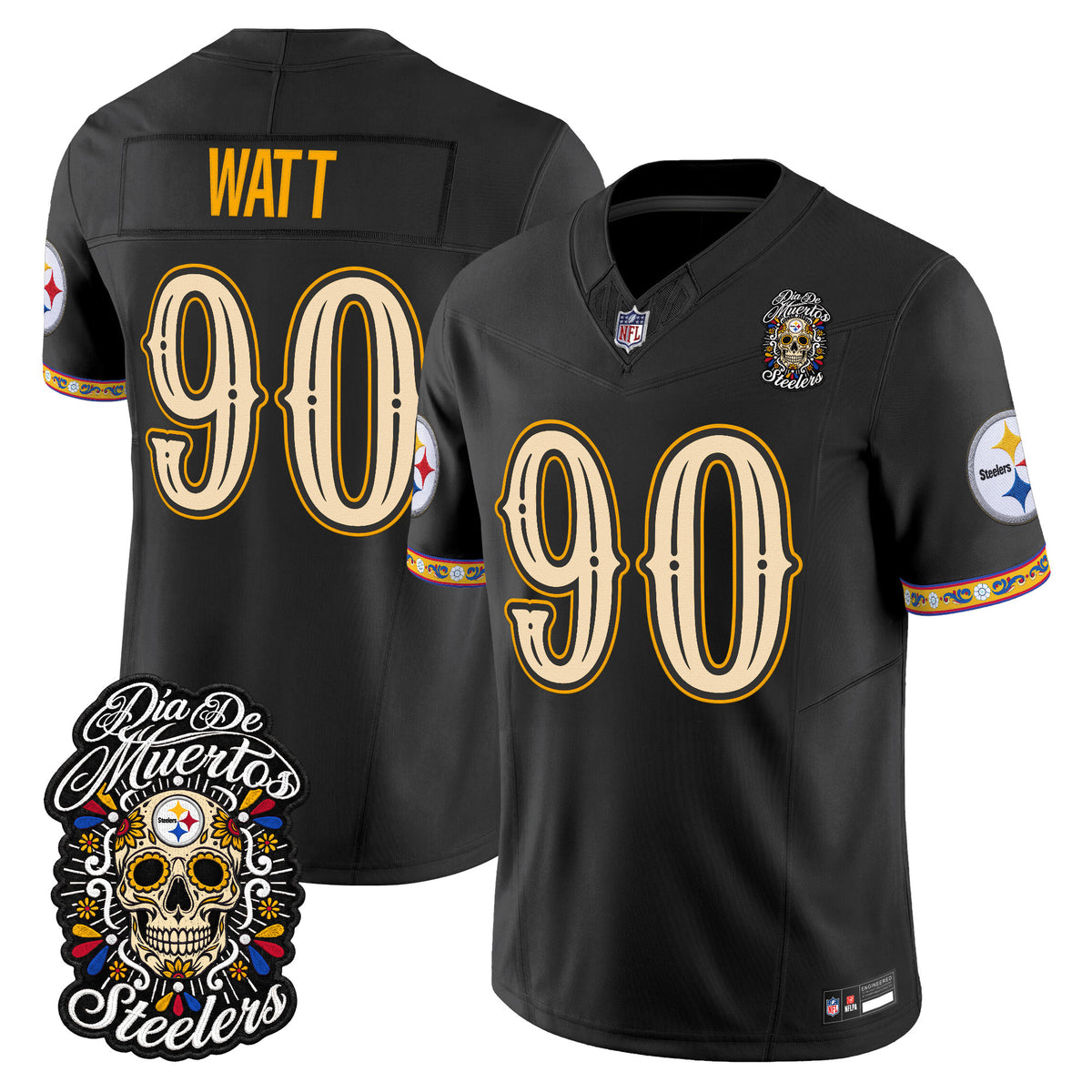 Men's Pittsburgh Steelers Día de los Muertos Vapor Limited Jersey - All Stitched