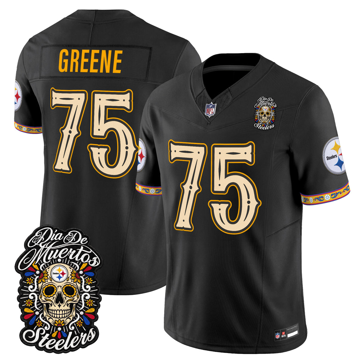 Men's Pittsburgh Steelers Día de los Muertos Vapor Limited Jersey - All Stitched