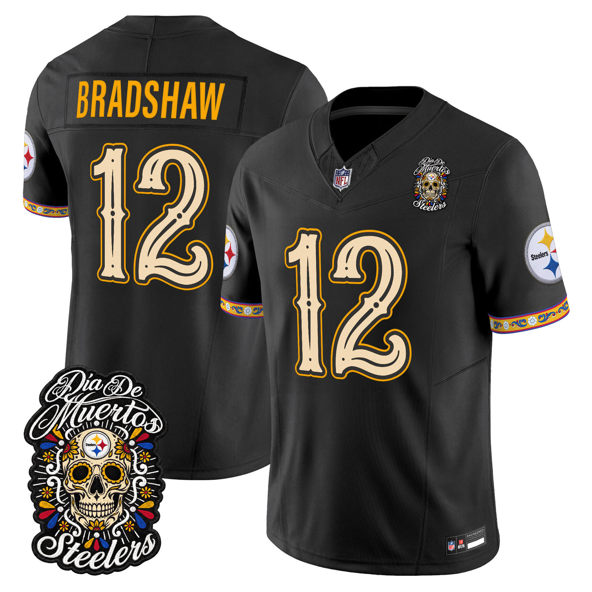Men's Pittsburgh Steelers Día de los Muertos Vapor Limited Jersey - All Stitched