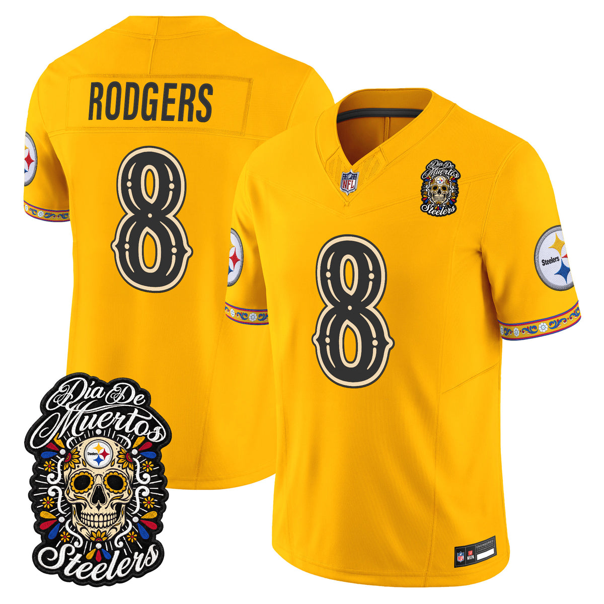 Men's Pittsburgh Steelers Día de los Muertos Vapor Limited Jersey - All Stitched