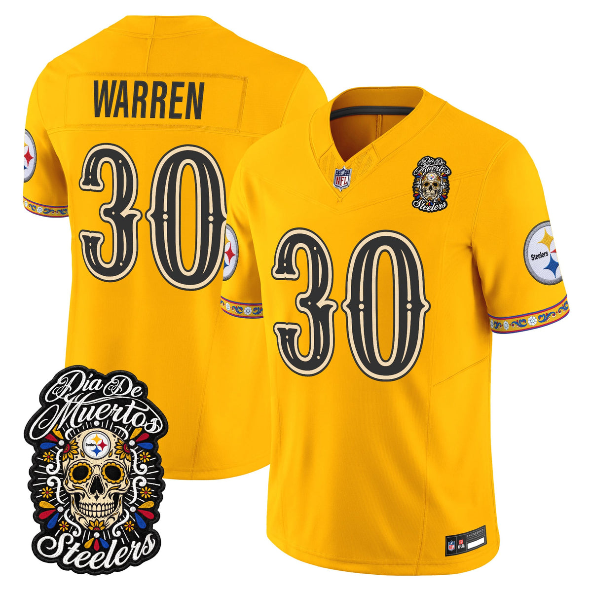 Men's Pittsburgh Steelers Día de los Muertos Vapor Limited Jersey - All Stitched