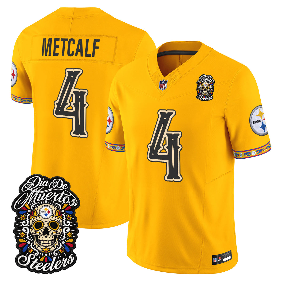 Men's Pittsburgh Steelers Día de los Muertos Vapor Limited Jersey - All Stitched