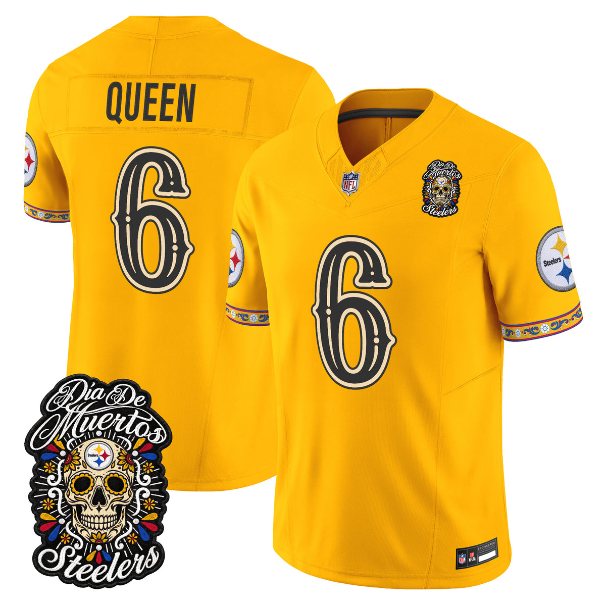 Men's Pittsburgh Steelers Día de los Muertos Vapor Limited Jersey - All Stitched
