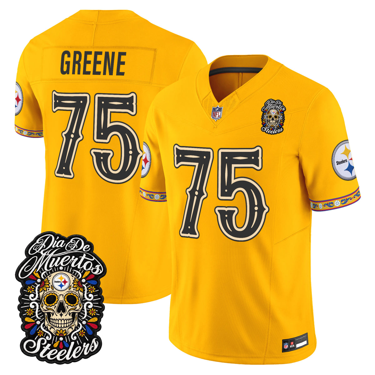 Men's Pittsburgh Steelers Día de los Muertos Vapor Limited Jersey - All Stitched