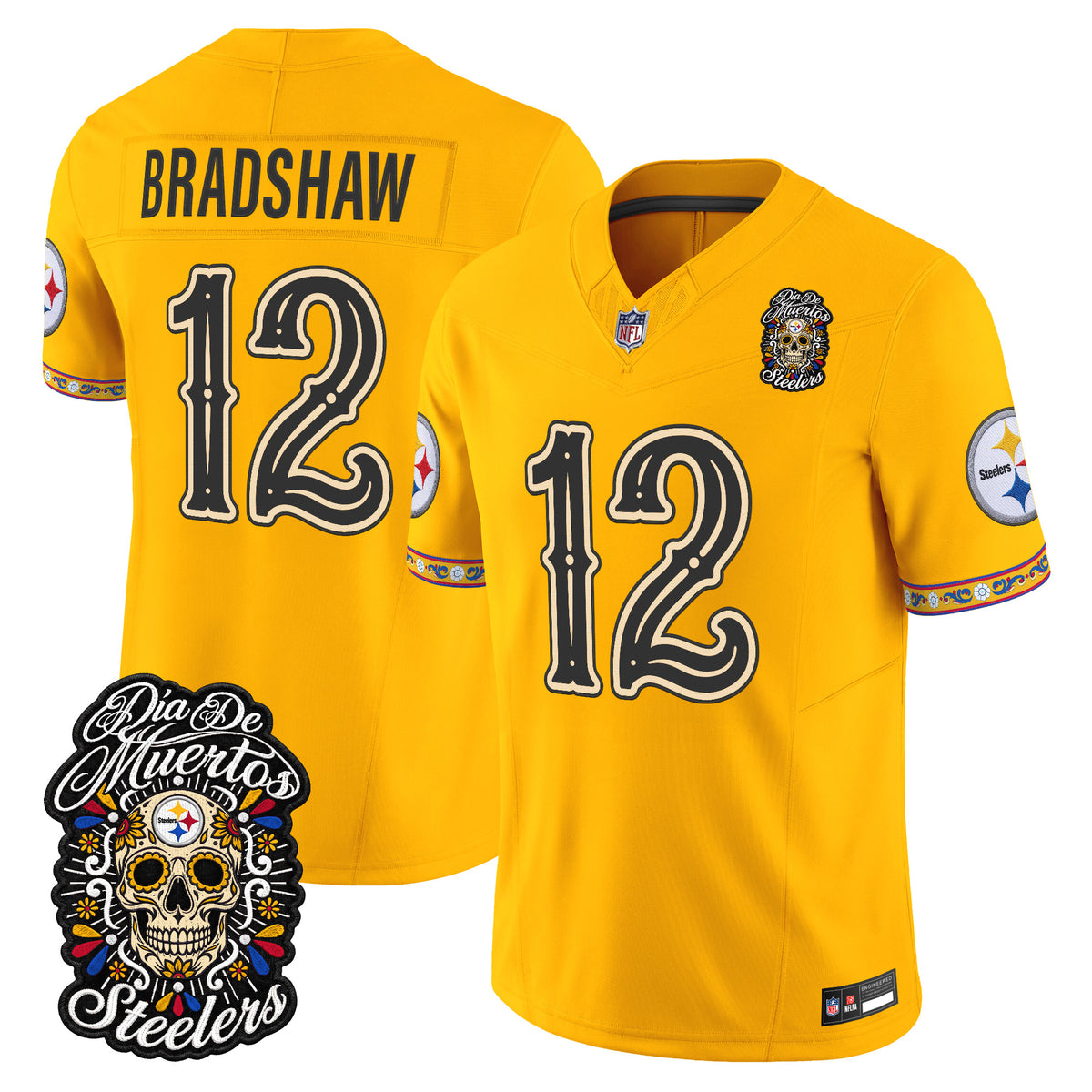 Men's Pittsburgh Steelers Día de los Muertos Vapor Limited Jersey - All Stitched