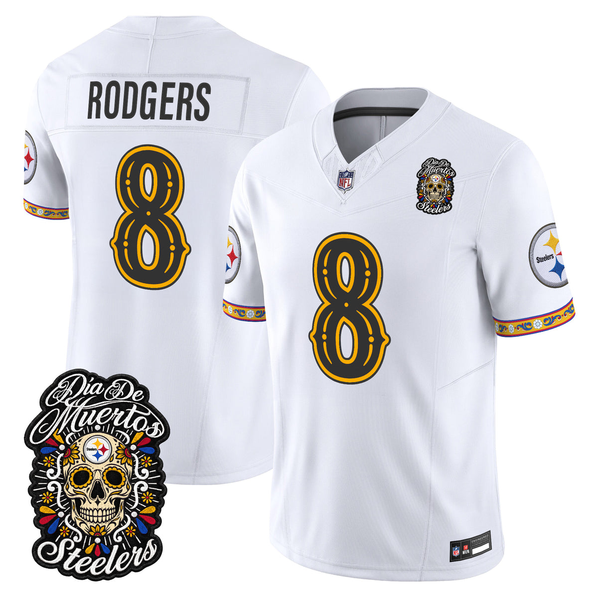 Men's Pittsburgh Steelers Día de los Muertos Vapor Limited Jersey - All Stitched